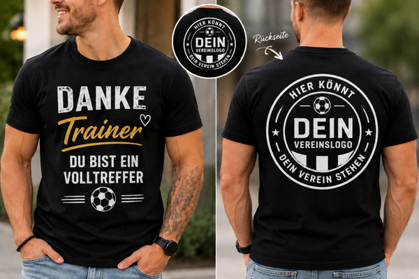 Trainer T-Shirt – „Danke Trainer, du bist ein Volltreffer“ | Mit individuellem Vereinslogo