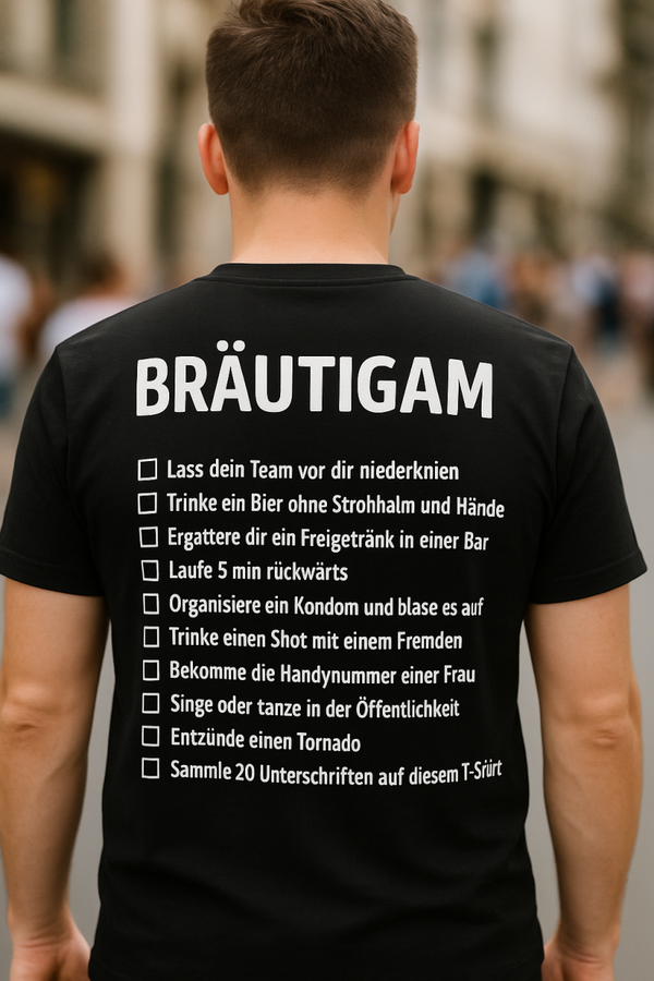 JGA Bräutigam T-Shirt – Aufgabenliste