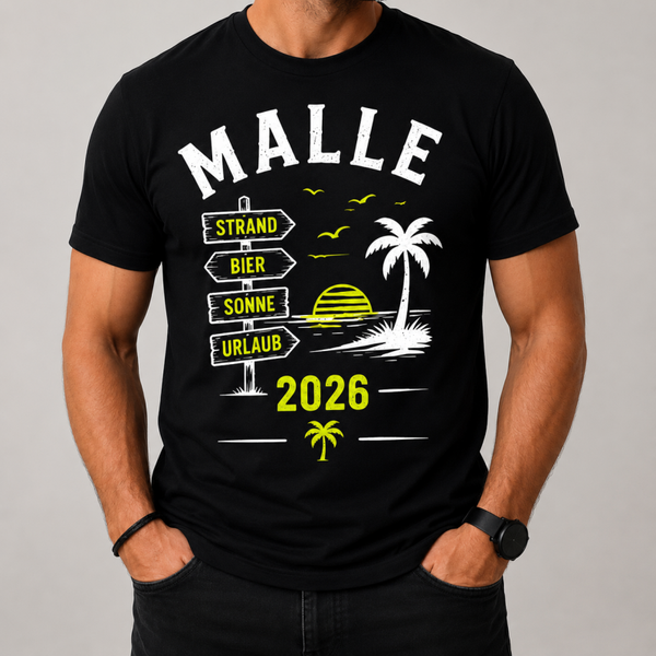 Malle 2026 – Strand, Bier, Sonne, Urlaub | Herren T-Shirt Mallorca Partyshirt