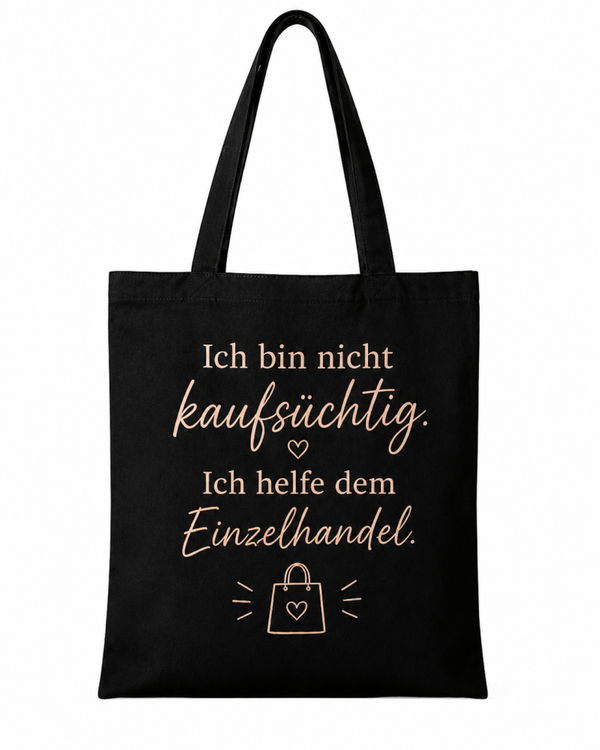 Stofftasche „Ich helfe dem Einzelhandel“ – Rosé-Gold Edition
