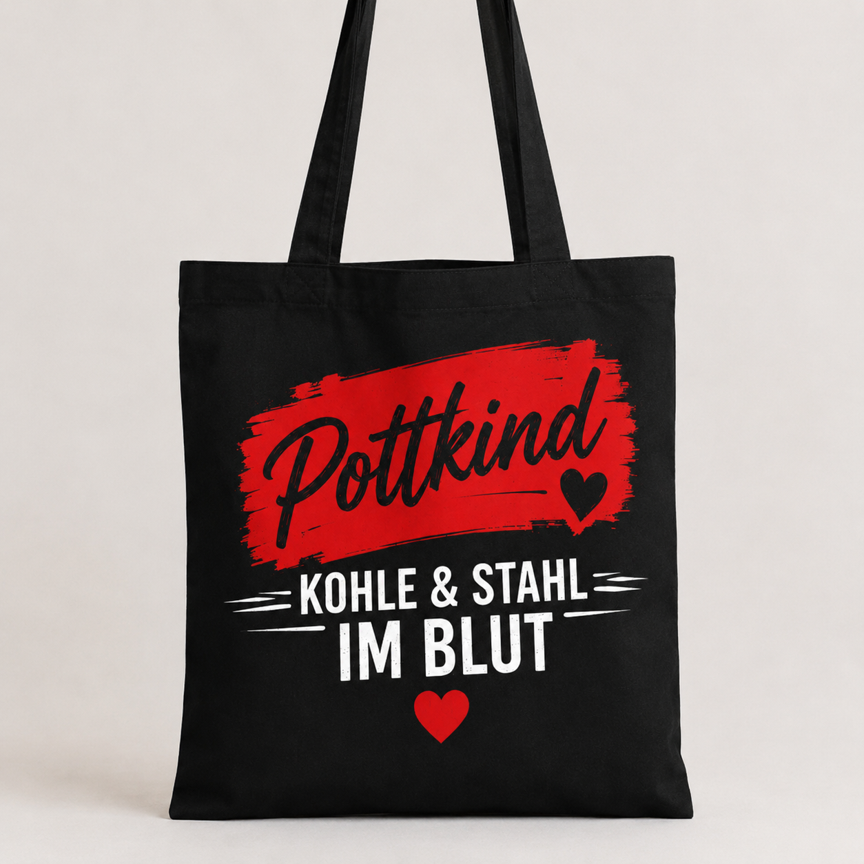 Pottkind Jutebeutel – Kohle & Stahl im Blut \| Ruhrpott Tasche in Rot