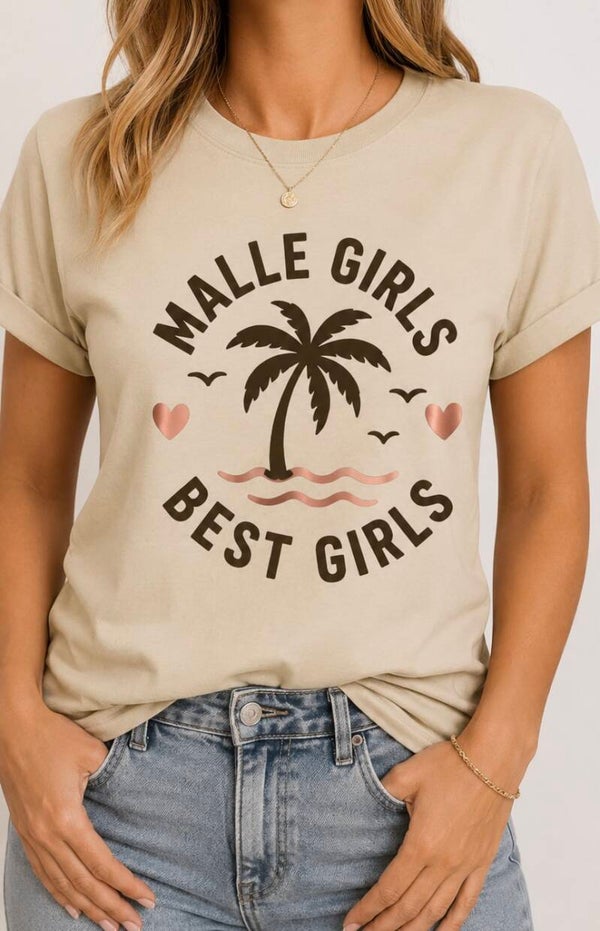 Malle Girls Best Girls Damen T-Shirt – Mallorca Shirt für Ballermann & Sommerurlaub