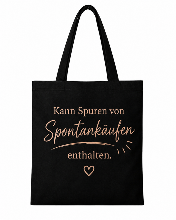 Stofftasche „Kann Spuren von Spontankäufen enthalten“ – Rosé-Gold Edition