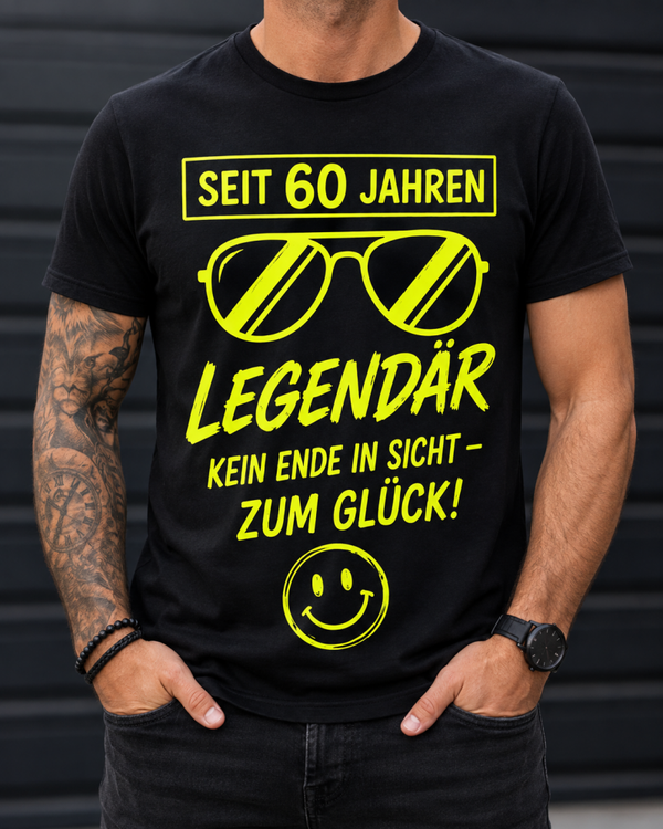60 Jahre Legendär – Seit 60 Jahren kein Ende in Sicht – Lustiges Unisex Geburtstag T-Shirt | Neon Retro | Geschenk zum 60. Geburtstag