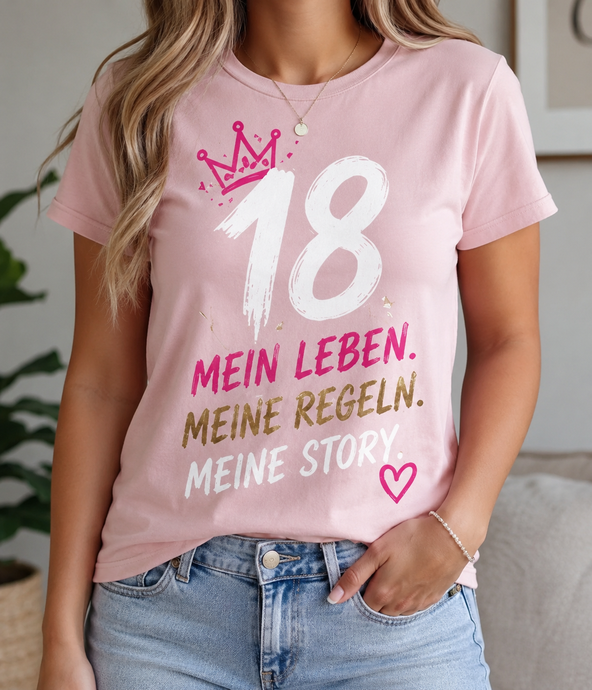 Damen T-Shirt „18 – Mein Leben. Meine Regeln. Meine Story.“ | Geburtstagsshirt zum 18. Geburtstag