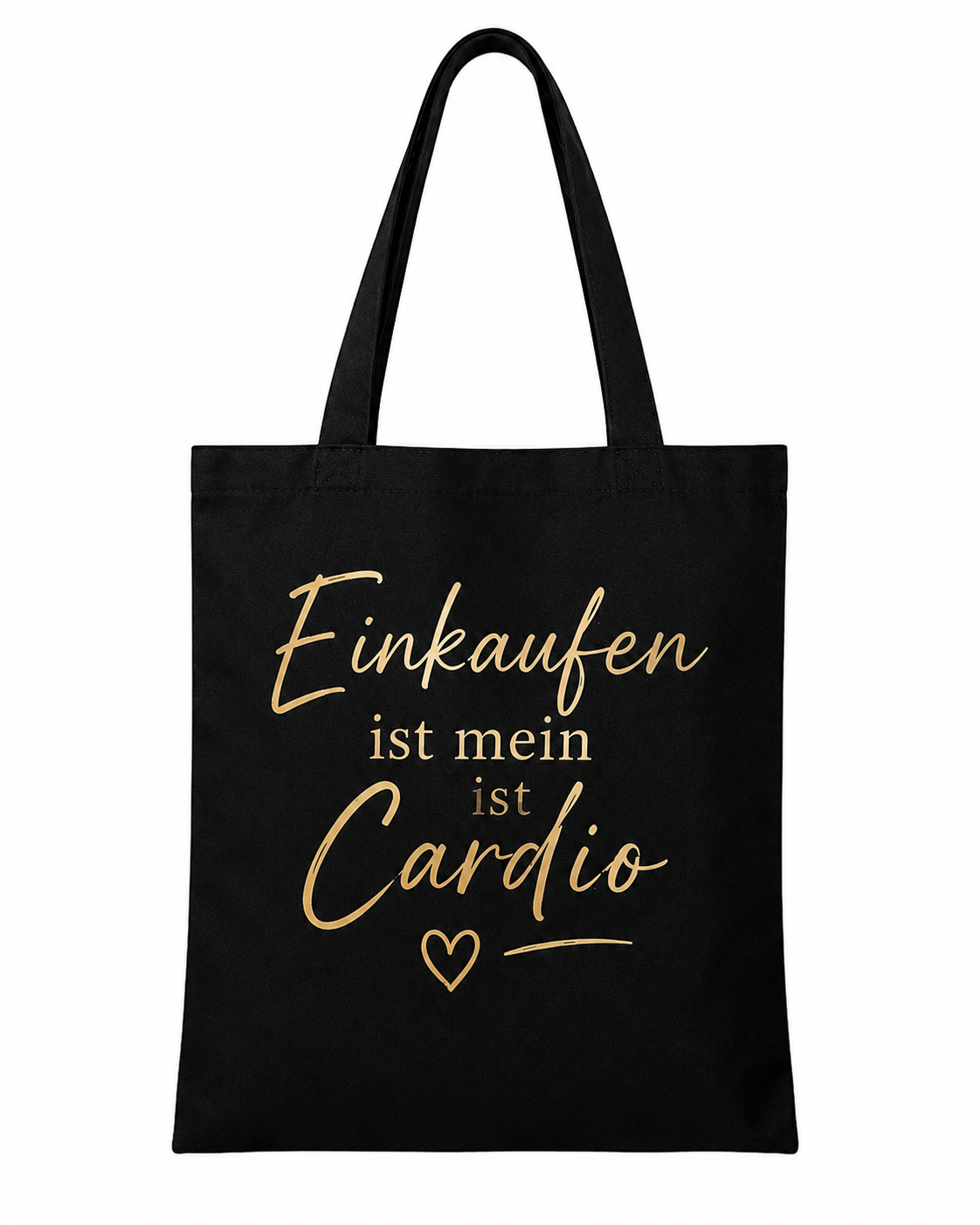 Stofftasche „Einkaufen ist mein Cardio“ – Rosé-Gold Edition