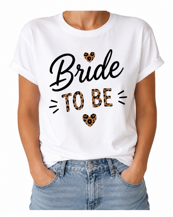 Bride to Be Damen T-Shirt | JGA Shirt mit Leo-Herz | Junggesellinnenabschied | Brautshirt