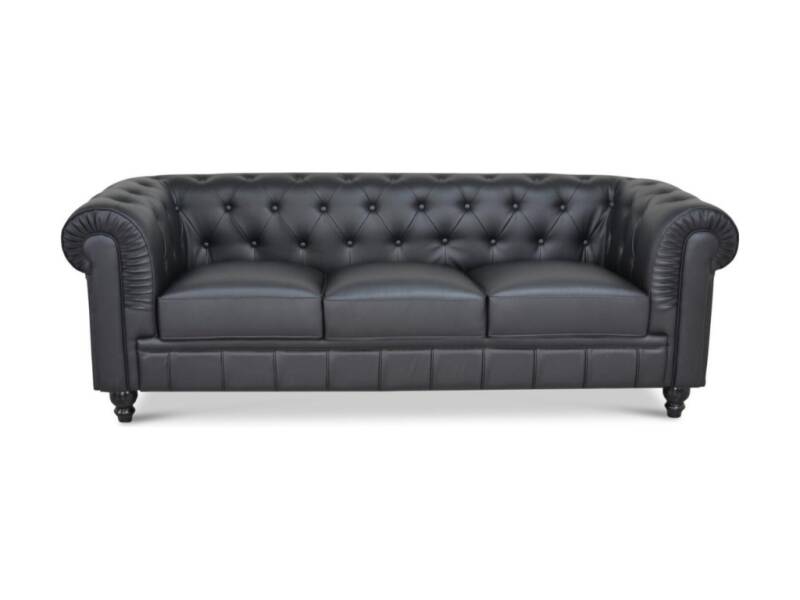 Chesterfield Bank 3-Zits | Zwart