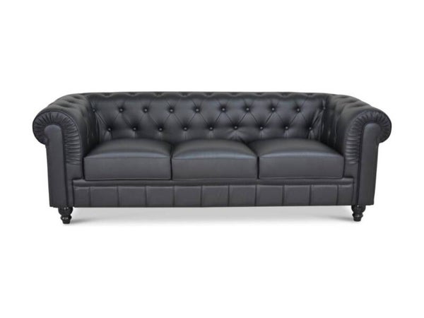 Chesterfield Bank 3-Zits | Zwart
