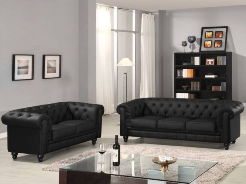 Chesterfield banken zwart leer