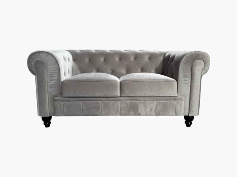 Chesterfield bank grijs velvet