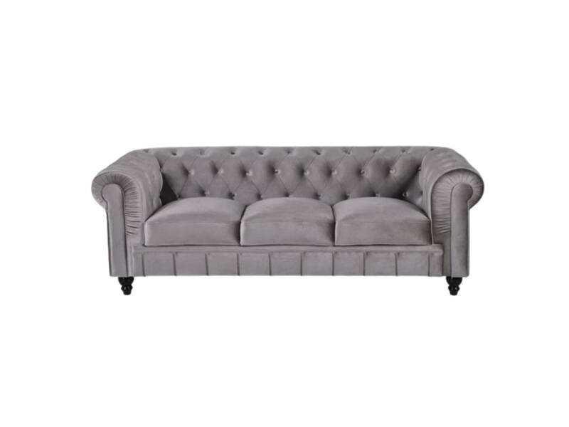 Chesterfield Bank 3-Zits | Velvet Grijs