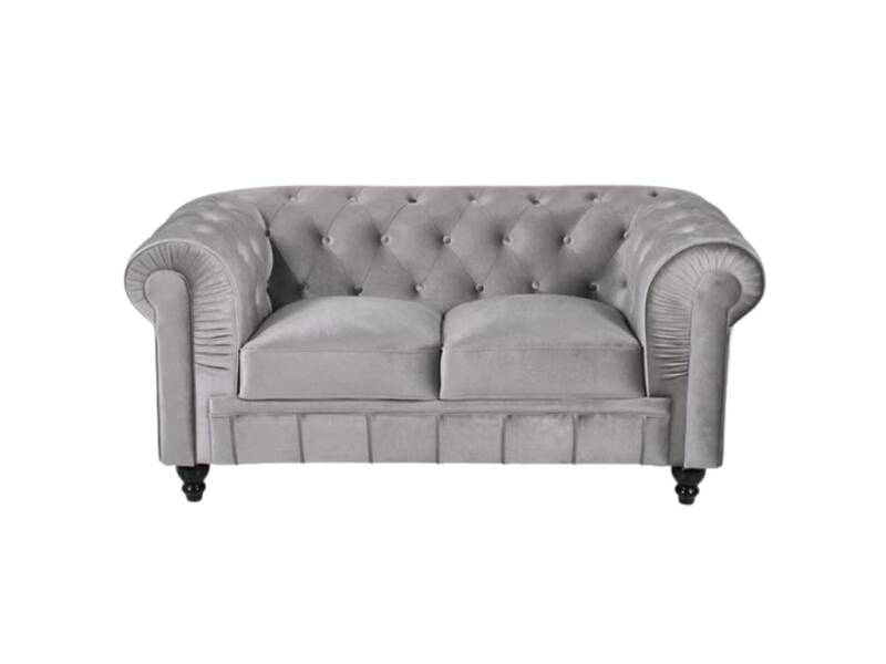 Chesterfield Bank 2-Zits | Velvet Grijs