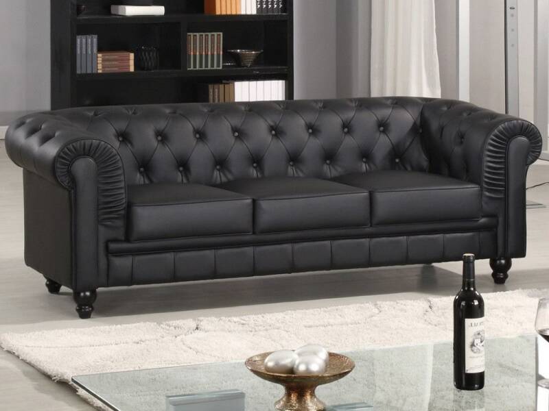 Chesterfield bank sofa leer zwart kopen