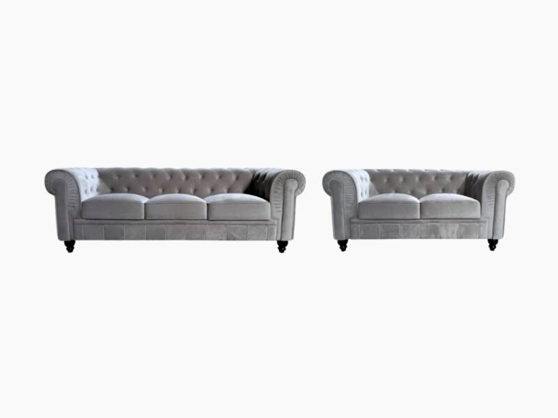 Chesterfield banken grijs velvet
