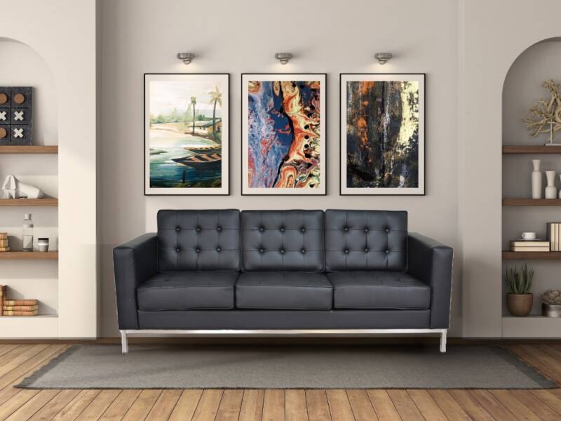 Knoll Florence bank 3 zits zwart leer