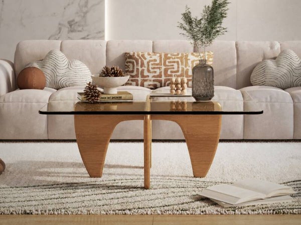 Salontafel Essen Hout - Glas - Vierkant