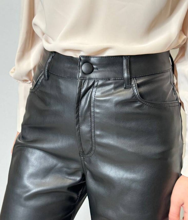Leather pants throughout
