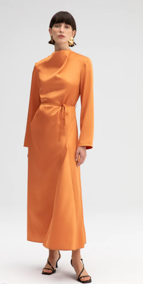 Touche Satin Dress Orange