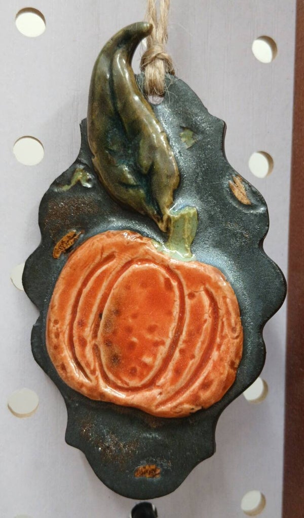 Autumn Plaque with Pumpkin and leaves