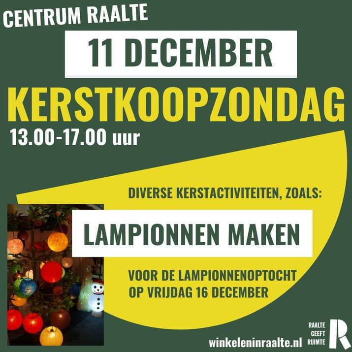 11 december Kerstkoopzondag in Raalte