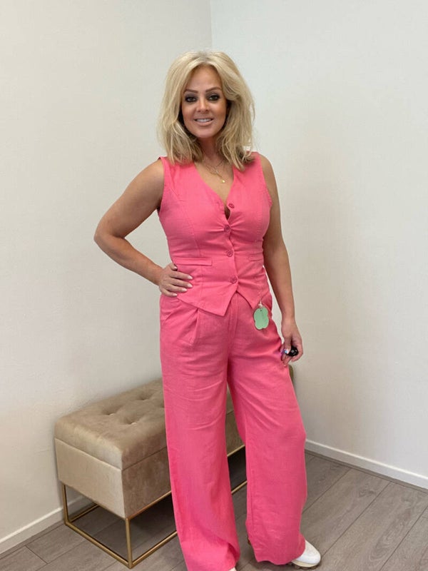 Pantalon roze linnen