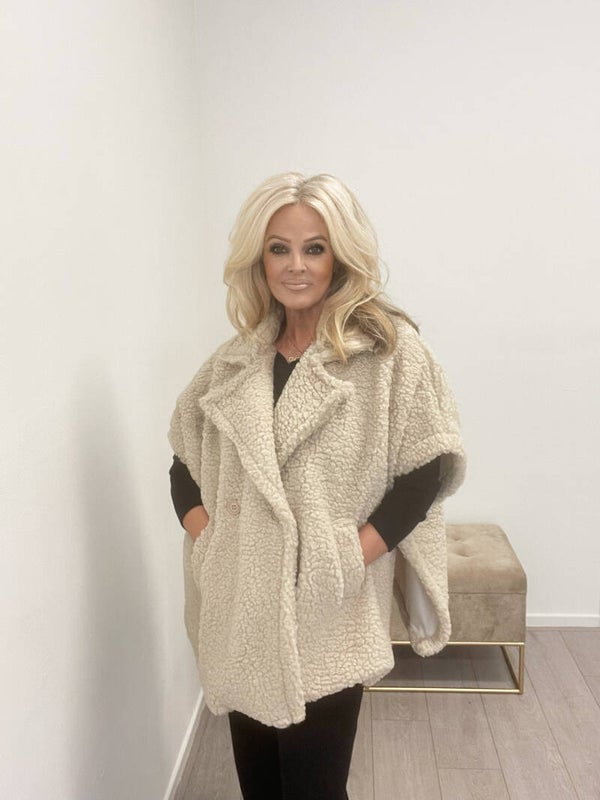 Poncho teddy beige