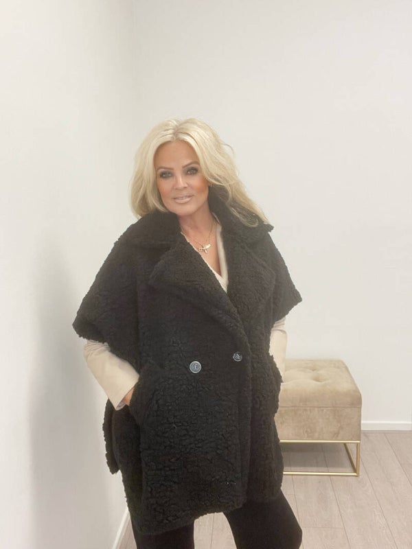 Poncho teddy zwart