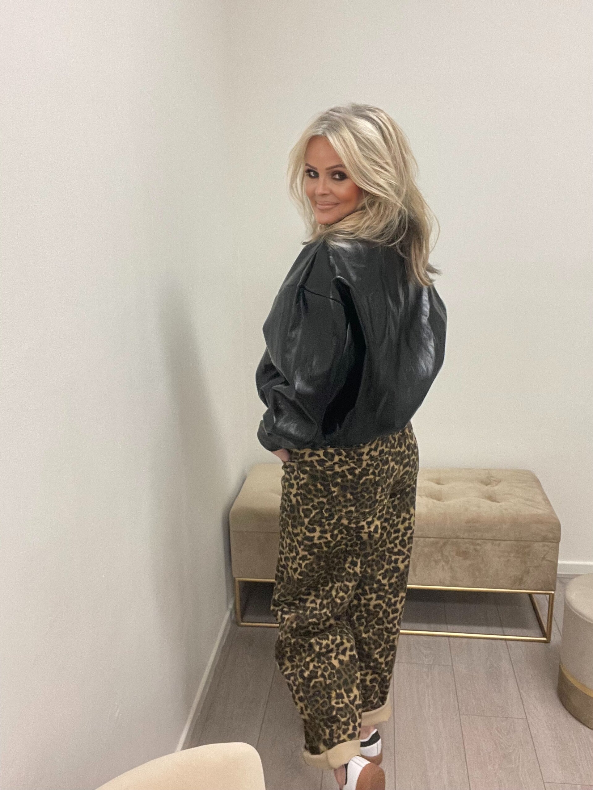 Balloon denim leopard