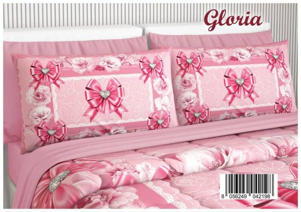 Completo letto in cotone con 4 federe IRGE digital Fiocco Mod.Gloria