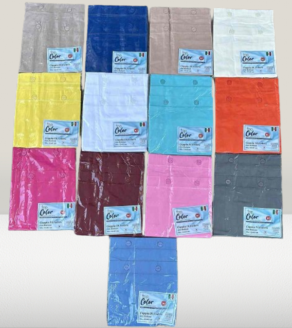COPPIA FEDERA TINTA UNITA CON BOTTONI TOP COLOR IN COTONE 52x82cm