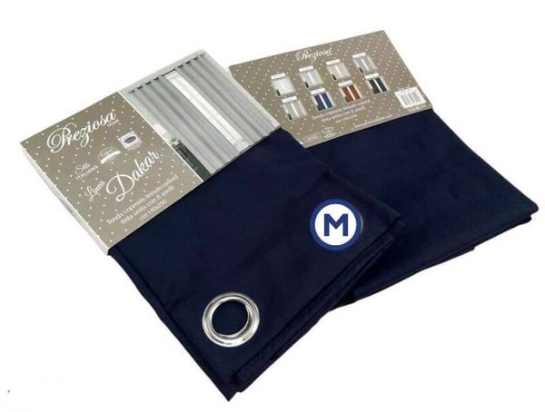 COPPIA TENDA PREZIOSA HOME COPRENTE TESSUTO OXFORD TINTA UNITA CON 8 OCCHIELLI 140X290