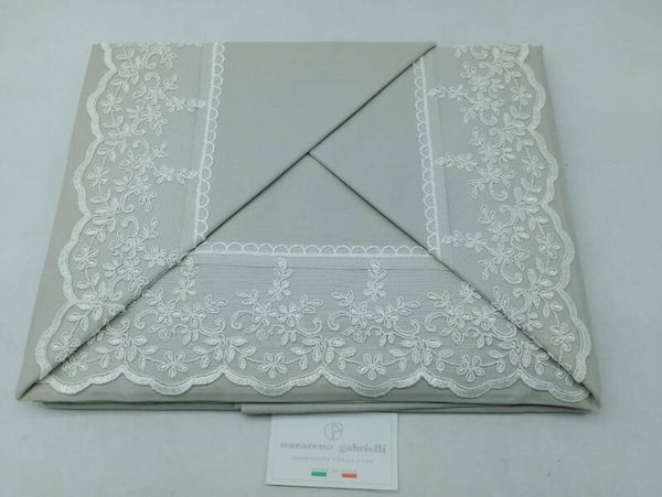 Lenzuola Matrimoniali Maxi Nazareno Gabrielli con Pizzo e Macramè – Cotone 100%