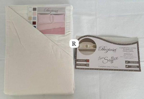 Completo Letto Singolo in Flanella Tinta Unita – Made in Italy Preciosa