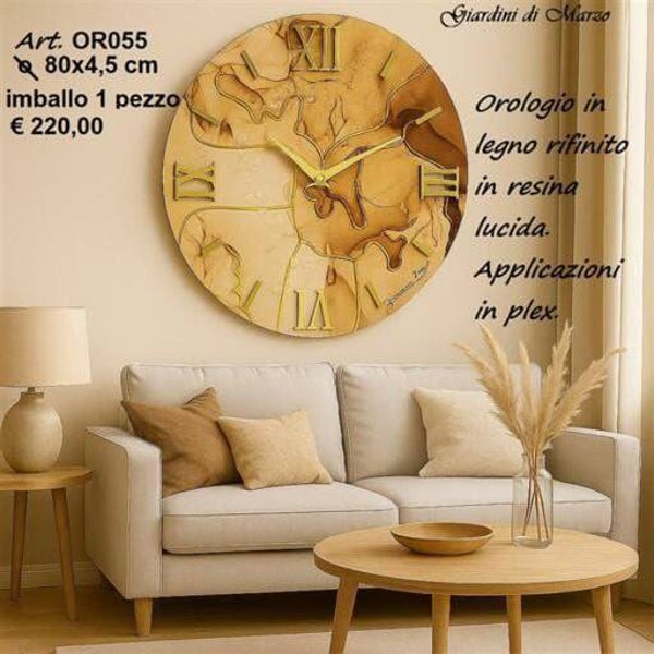 Orologio da Parete Effetto Marmo 80 cm – Design Moderno OR057