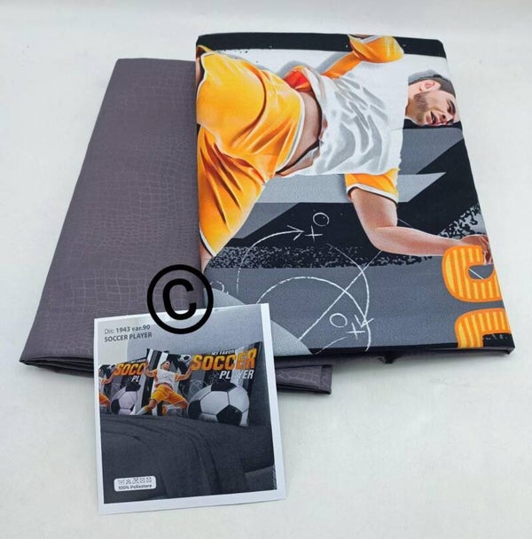 Completo letto Marta Marzotto lenzuola,federe in  stampa digitale calcio, made in italy soccer player