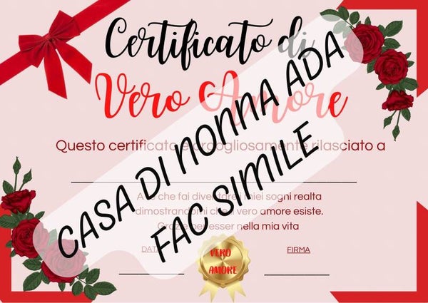 Quadro Certificato Vero Amore