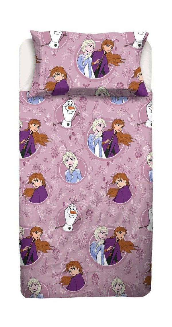 Frozen, Lenzuolo Letto Singolo, Completo Letto, Lenzuolo Sopra, Lenzuolo Con Angoli, Federa, Rosa, Disney, 100 Percento Cotone, Prodotto Ufficiale