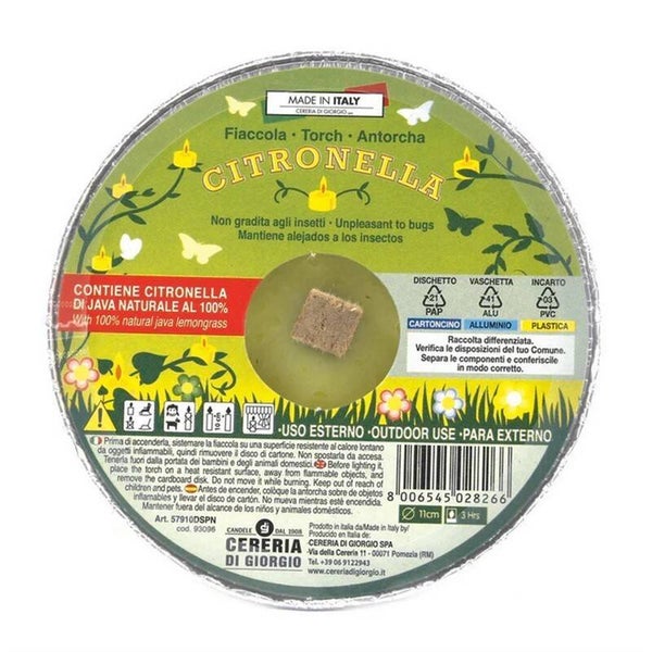 Candela alla Citronella – 14 cm – Uso Esterno