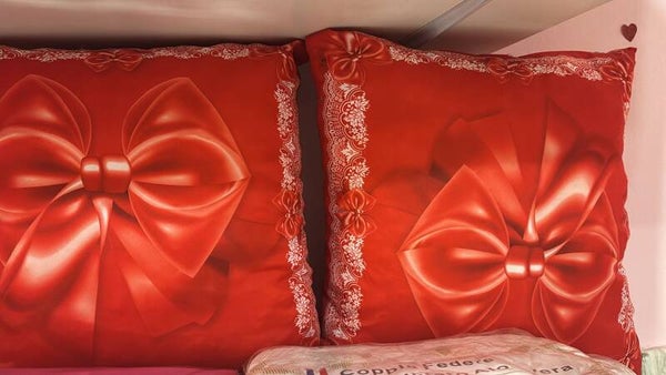 cuscino decorativi fiocco rosso elegante 1 pezzo per letto o divano