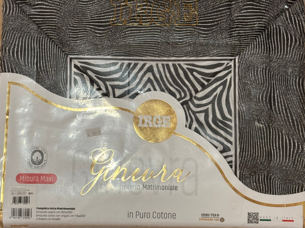 Completo Letto Matrimoniale Maxi - IRGE Ginevra (zebrato bianco/nero)