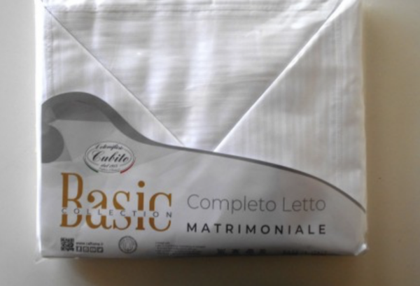 BASIC LENZUOLO IN PURO COTONE BIANCO STRIPE