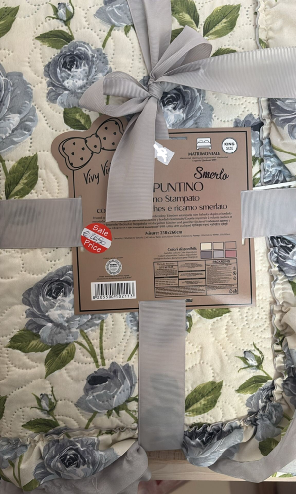 Trapuntino matrimoniale floreale smerlato 250x260 – Saldi