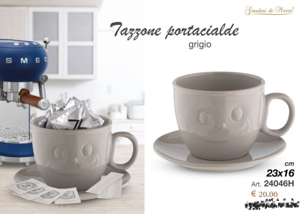 Tazzone Portacialde in Ceramica con Piattino | Vari Colori | Cialdiere da Cucina
