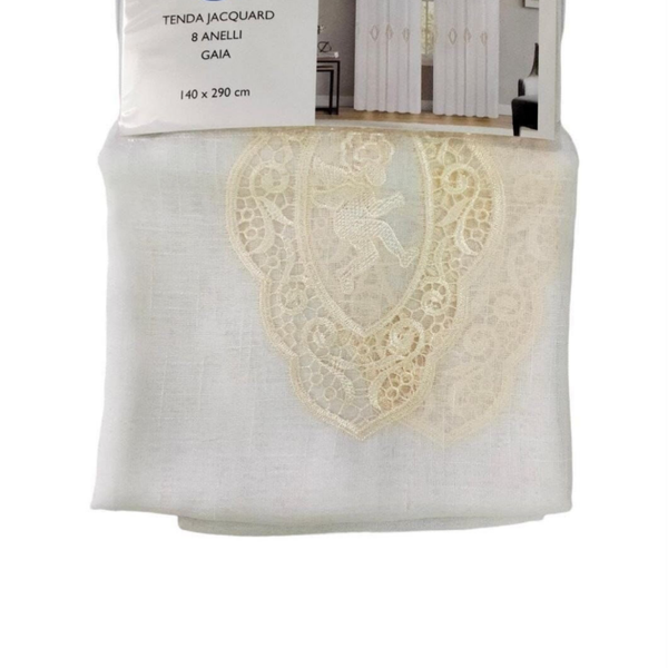 Tenda Ricamata Jacquard “Gaia” – 140x290 cm con Angeli | Eleganza Classica Made in Italy