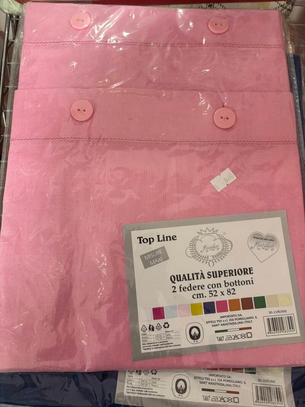 Top Line Federe con Bottoni in Cotone Qualità Superiore 2 Pezzi 52x82 cm per Letto Matrimoniale
