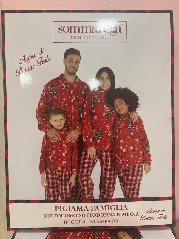 PIGIAMA FAMIGLIA SOTTOUOMO/SOTTODONNA BIMBO/A  IN CORAL STAMPATO