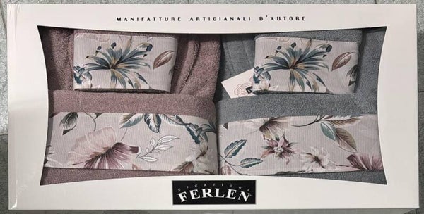 Set completo bagno 8 pezzi Ferlen con balza stampata