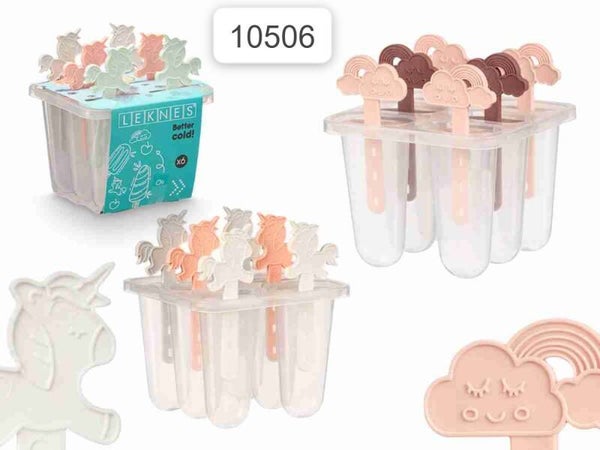 Stampo per Gelati x6 con Bastoncini Unicorno e Arcobaleno – Modello Leknes