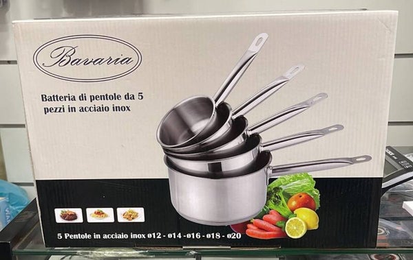 Batteria di Pentole Bavaria – Set 5 Pezzi in Acciaio Inox